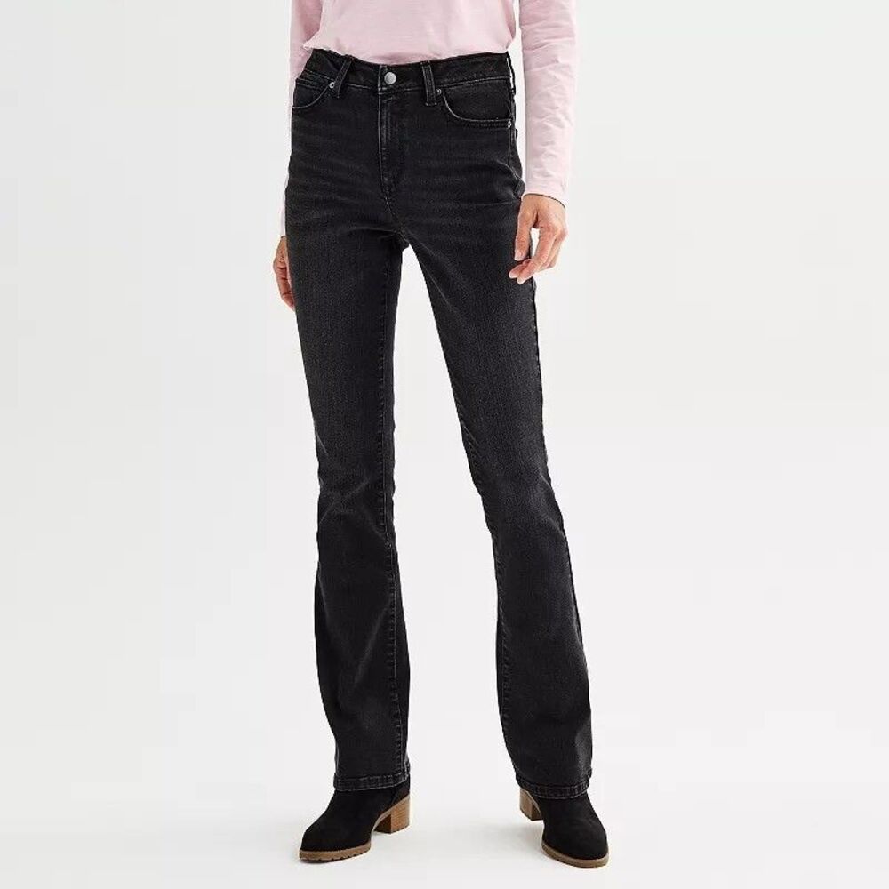 Sonoma Mid Rise Bootcut Jeans Womens 2 Black Wash Some Stretch NEW
